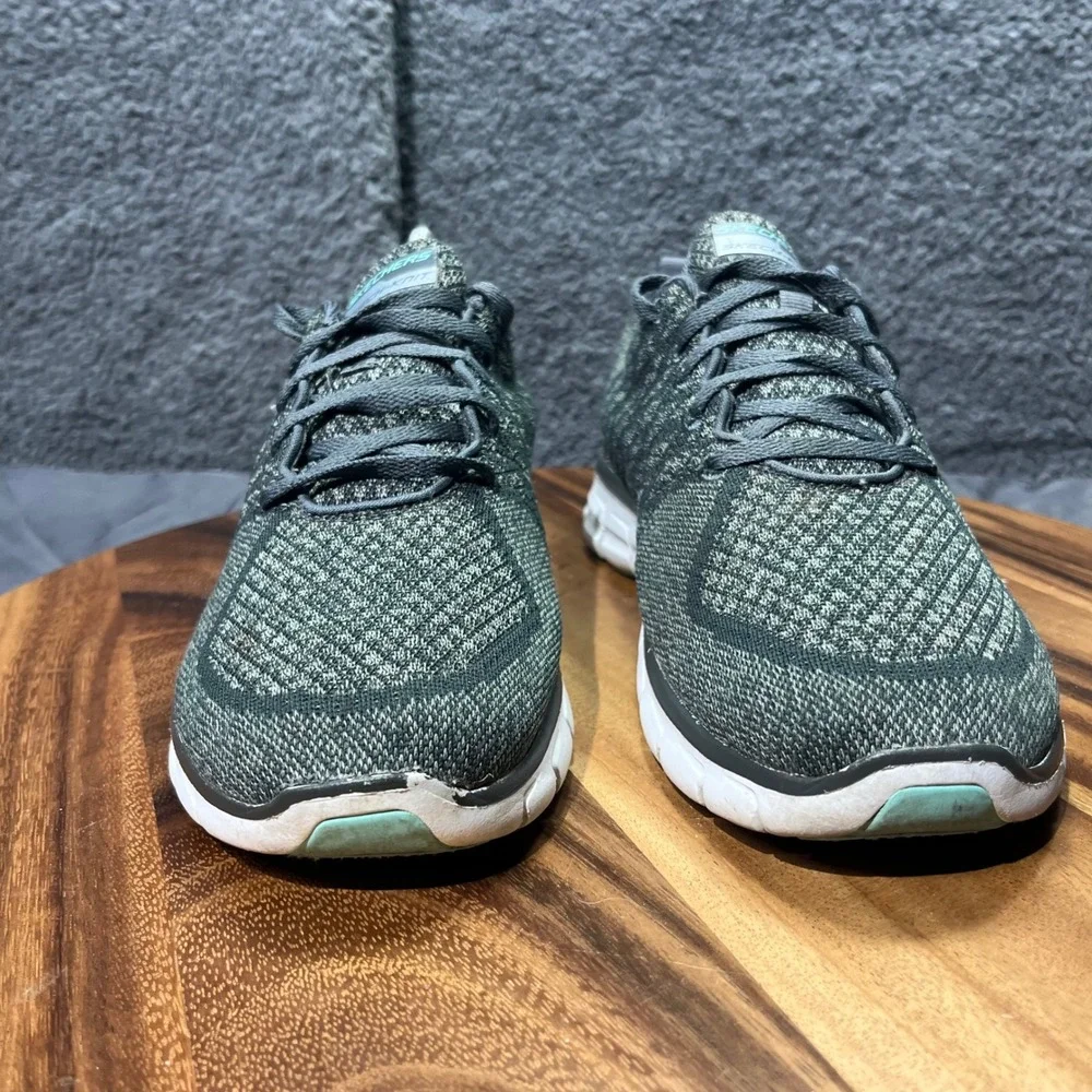 Skechers Dual Lite Women's Gray Knit‎ Athletic Lace Up Shoes Sneakers Size 10
